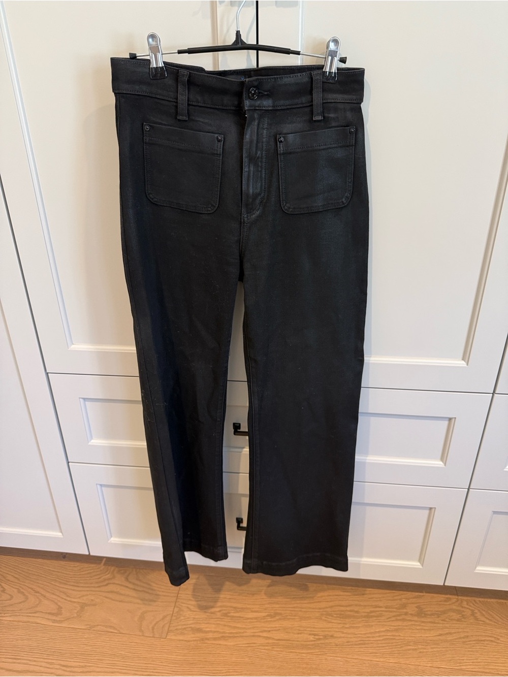 PAIGE Women's Boot Cut Jeans in Black waxed